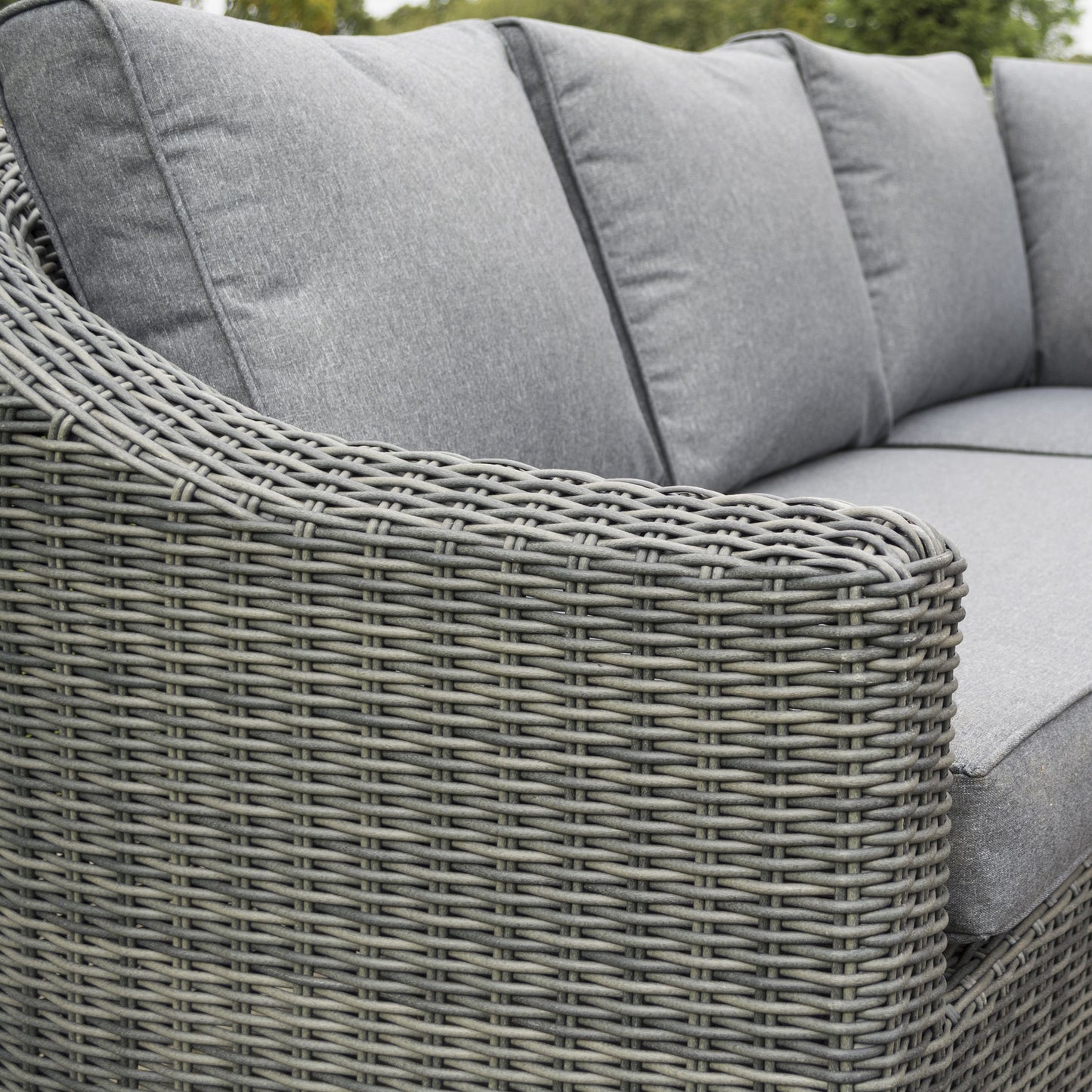 Foggia 5 Seater Lounge Corner Set - Half Round Rattan Effect Wicker Weave in Grey