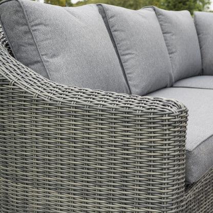 Foggia 5 Seater Lounge Corner Set - Half Round Rattan Effect Wicker Weave in Grey