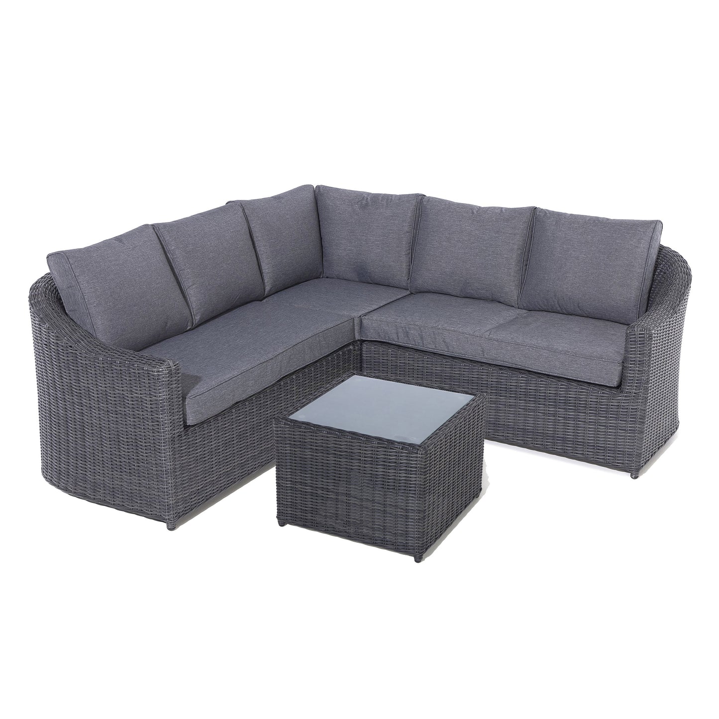 Foggia 5 Seater Lounge Corner Set - Half Round Rattan Effect Wicker Weave in Grey