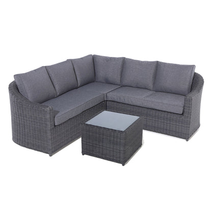 Foggia 5 Seater Lounge Corner Set - Half Round Rattan Effect Wicker Weave in Grey