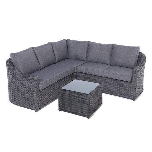 Foggia 5 Seater Lounge Corner Set - Half Round Rattan Effect Wicker Weave in Grey