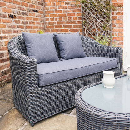 Foggia 4 Seater Sofa Set - Half Round Rattan Effect Wicker Weave in Grey