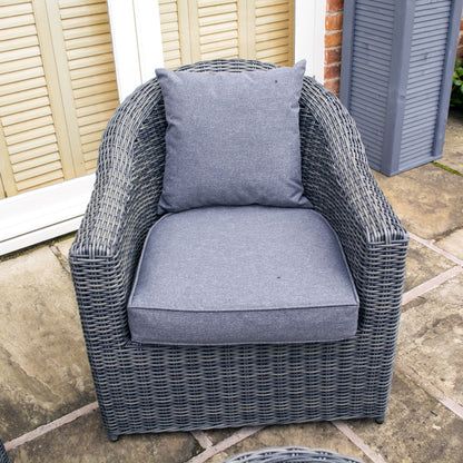 Foggia 4 Seater Sofa Set - Half Round Rattan Effect Wicker Weave in Grey