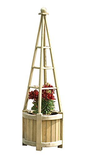 Vinseau Free-standing Garden Wooden Obelisk with Round Planter box
