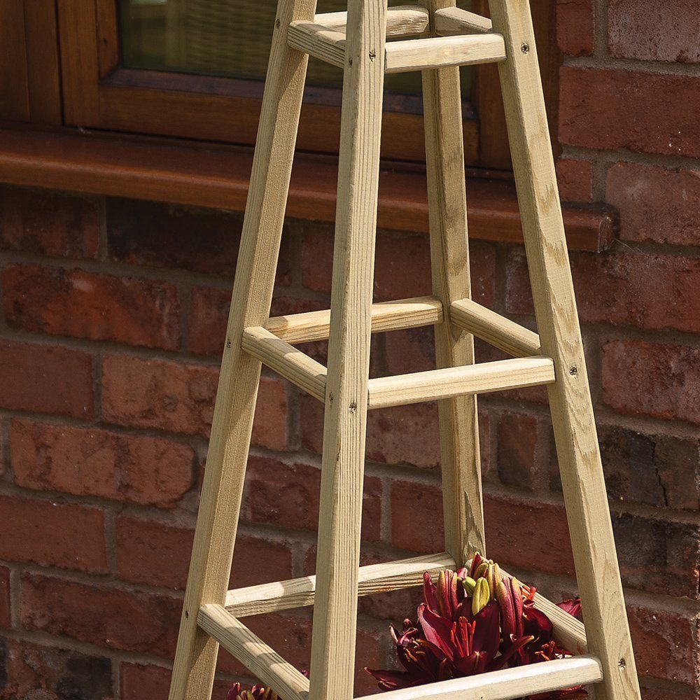 Vinseau Free-standing Garden Wooden Obelisk with Round Planter box