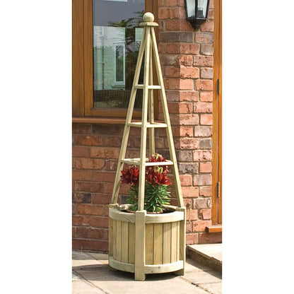 Vinseau Free-standing Garden Wooden Obelisk with Round Planter box