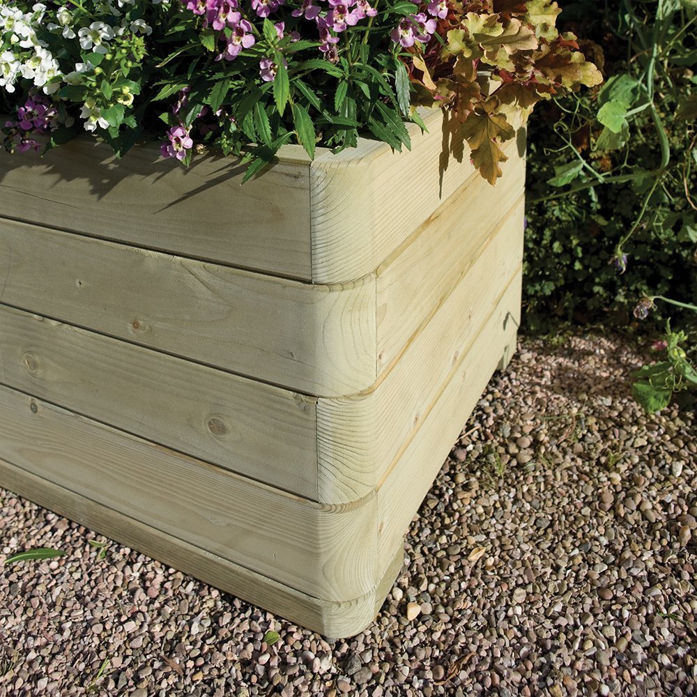 Rectangular Contemporary Wooden Garden Planter for Vegetables & Flowers