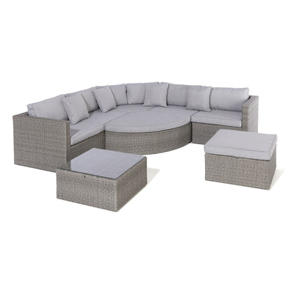 Parma 8 seater Lounge and Dining Set - Flat Rattan Effect Wicker Weave in Grey
