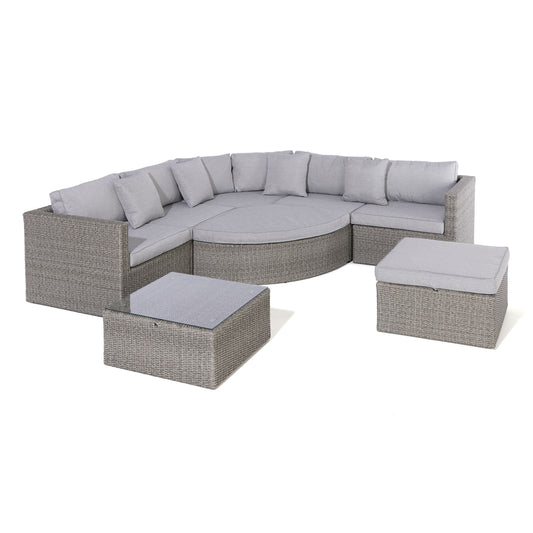 Parma 8 seater Lounge and Dining Set - Flat Rattan Effect Wicker Weave in Grey