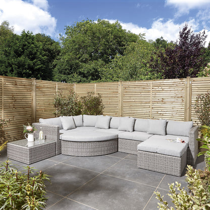 Parma 8 seater Lounge and Dining Set - Flat Rattan Effect Wicker Weave in Grey
