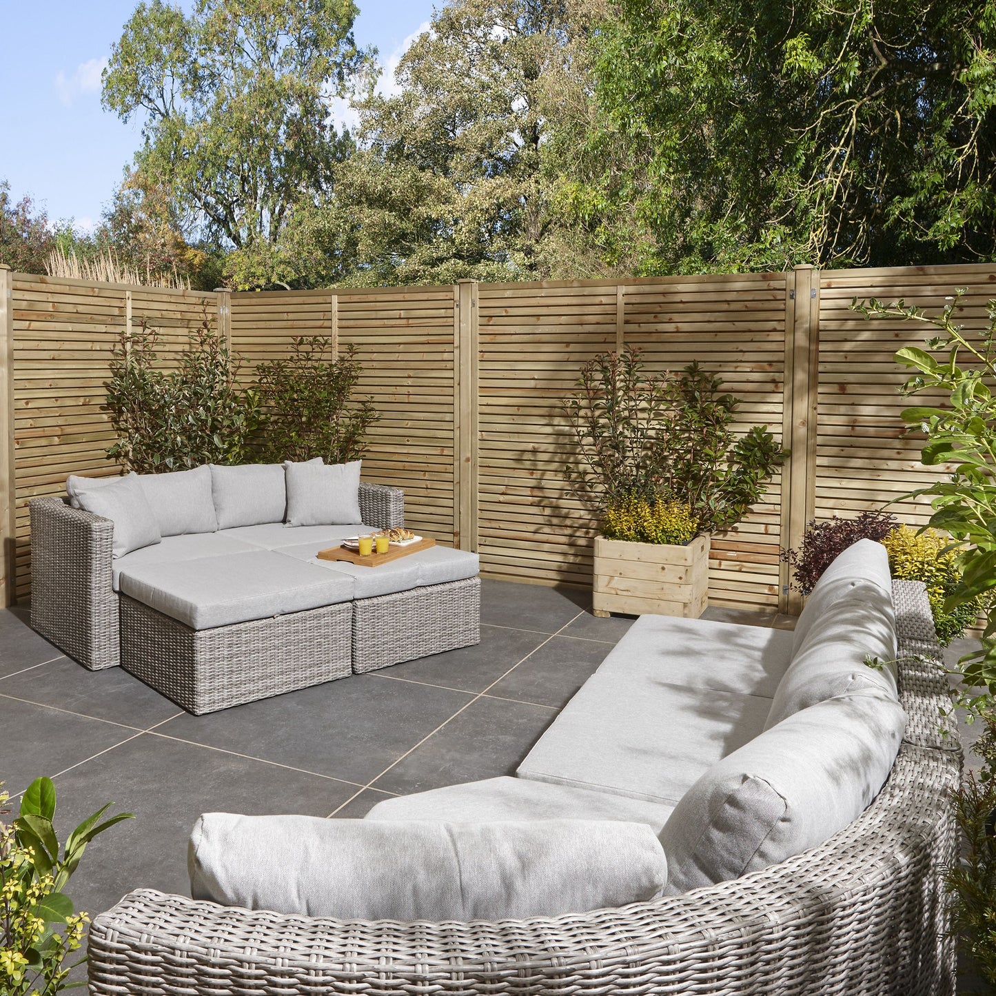 Parma 8 seater Lounge and Dining Set - Flat Rattan Effect Wicker Weave in Grey