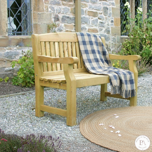 Bleuet Cotton Check Throw in Slate Blue