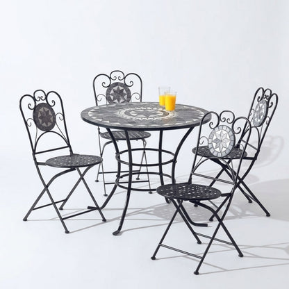 Black Star 4 Seat Mosaic Bistro Set