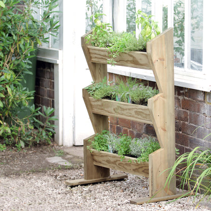 Vertical Wooden Planter Stand for Herbs Flowers Plants and Vegetables