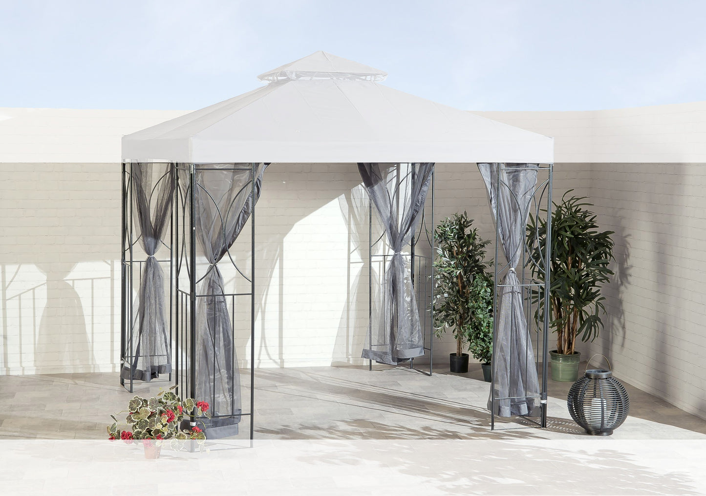 Grey Replacement Courtain Nets for Contemporary Garden Gazebo