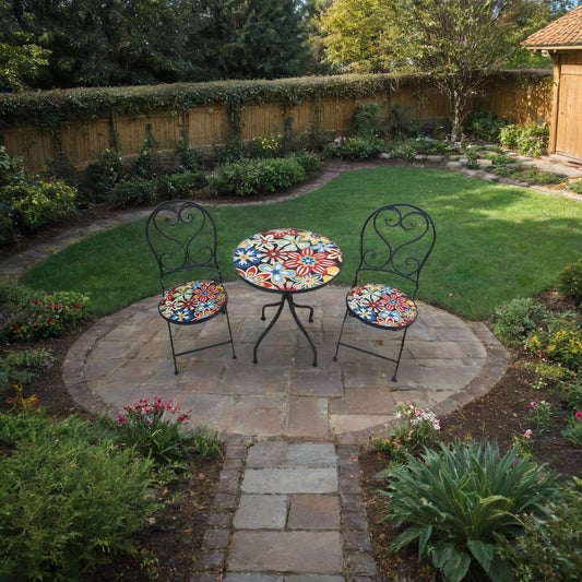 Flores 2 Seat Mosaic Bistro Set - Table & 2 Folding Chairs