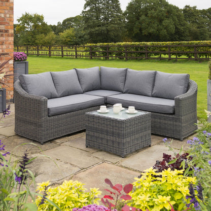 Foggia 5 Seater Lounge Corner Set - Half Round Rattan Effect Wicker Weave in Grey