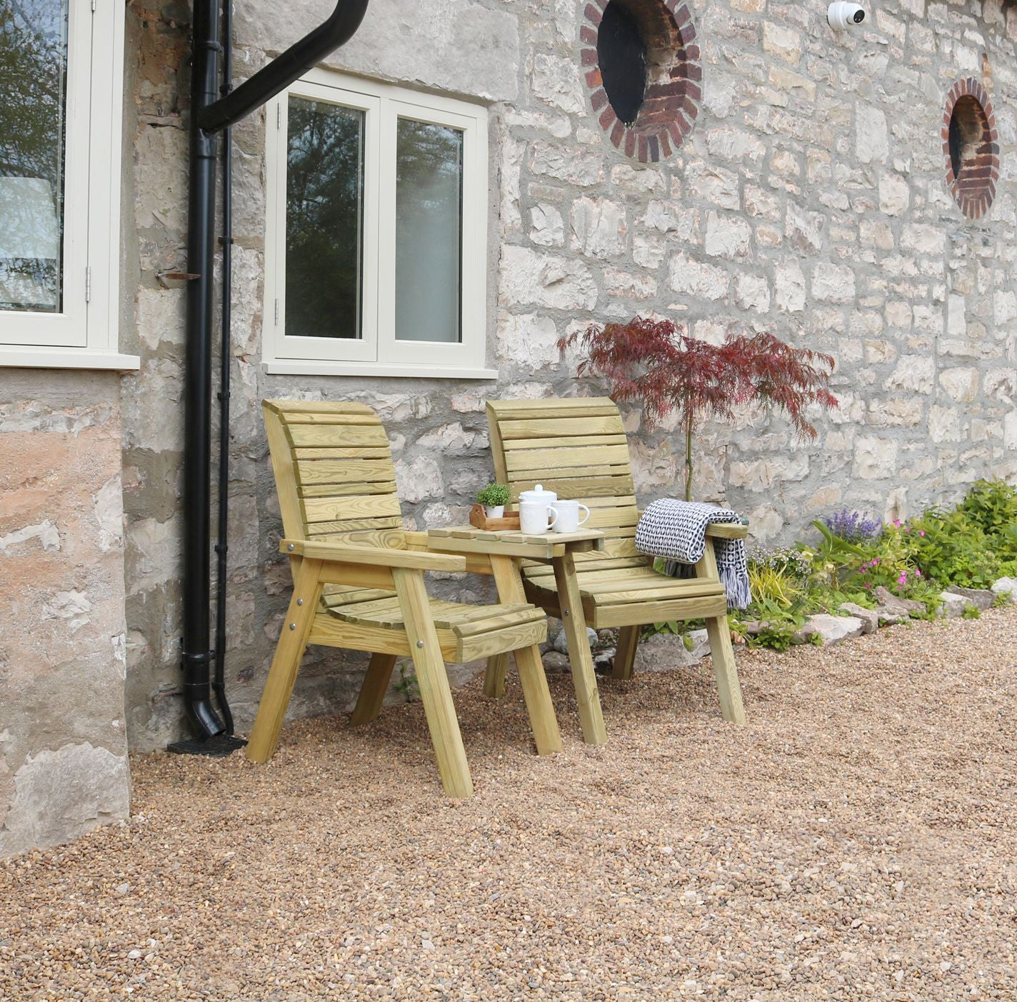 Malaga Solid Wood Outdoor Garden Furniture Companion Set - 10 Year warranty against rot