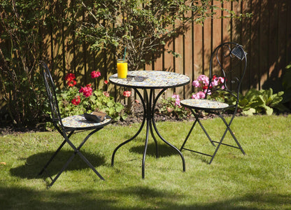 Majorelle 2 Seat Mosaic Bistro Set - Table & 2 Folding Chairs