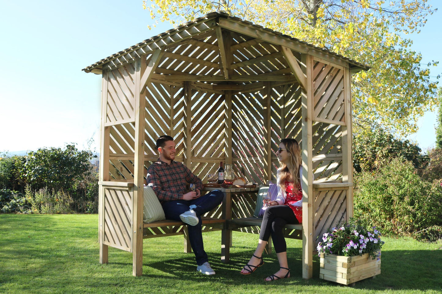 Bilbao Corner Garden Arbour Seat with Coffee Table