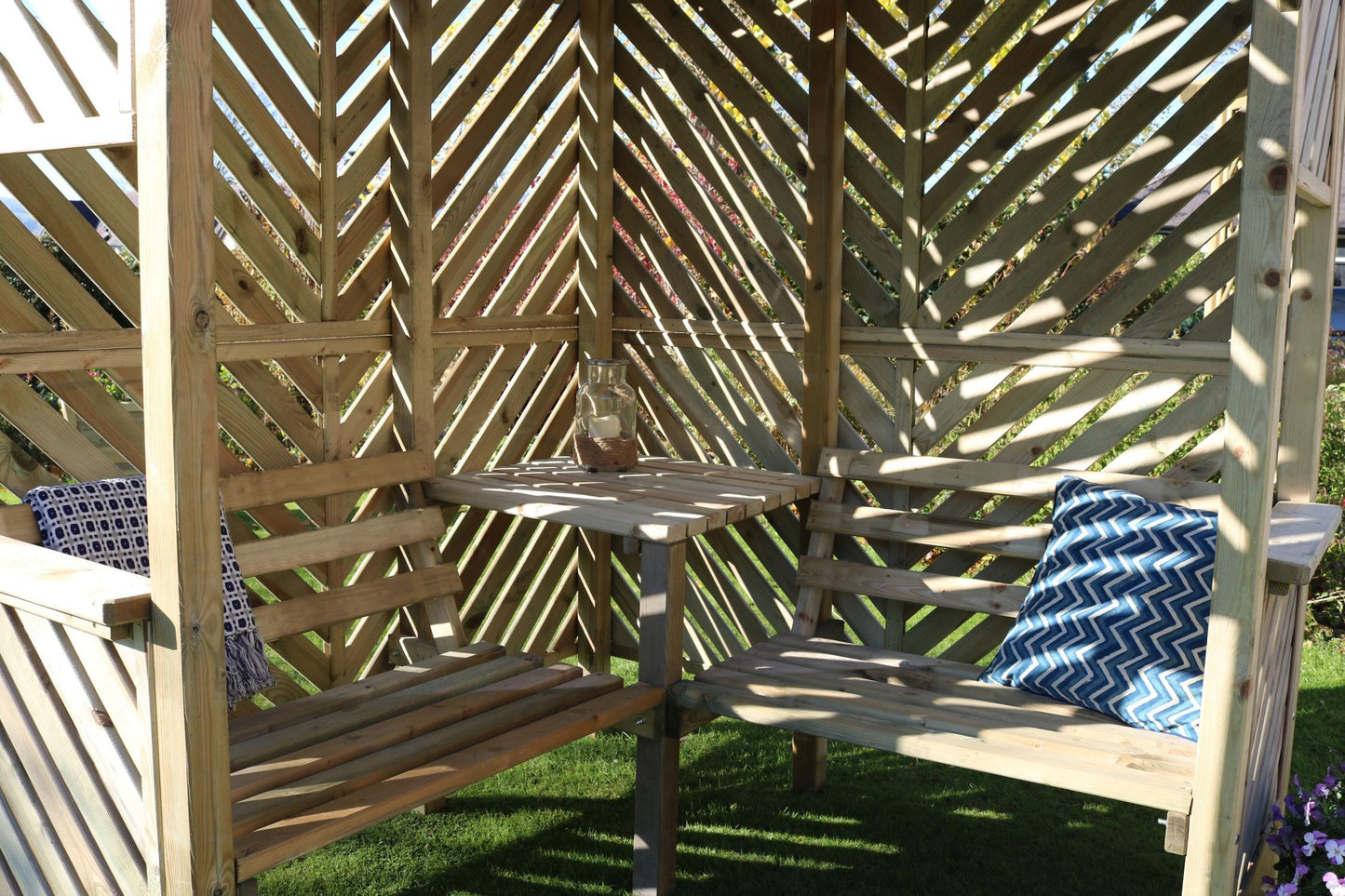 Bilbao Corner Garden Arbour Seat with Coffee Table