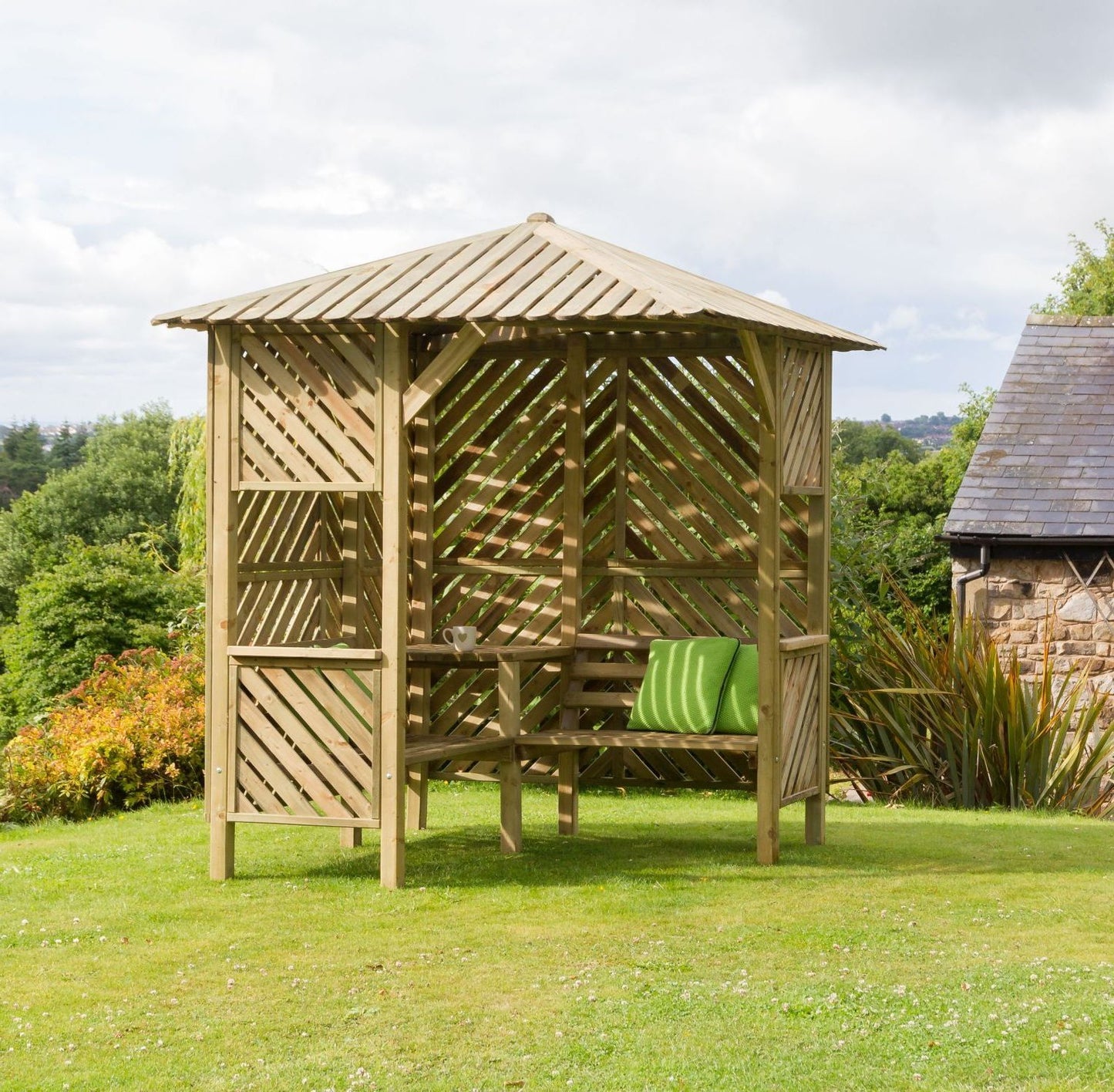 Bilbao Corner Garden Arbour Seat with Coffee Table