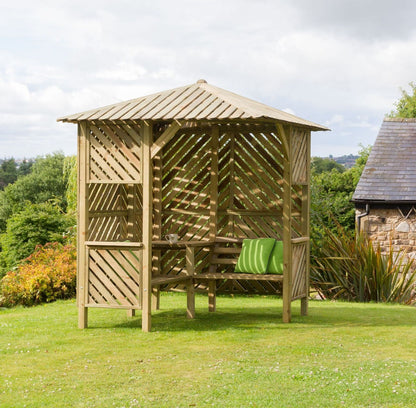 Bilbao Corner Garden Arbour Seat with Coffee Table