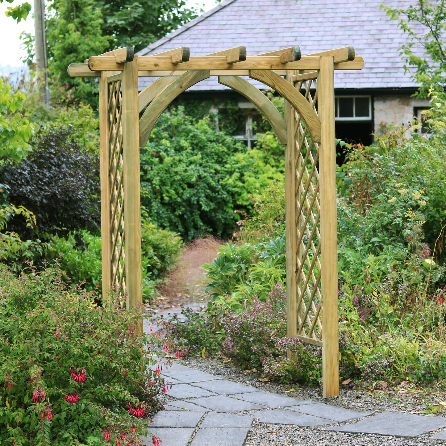 Vigo Flat Top Garden Arch with Trellis