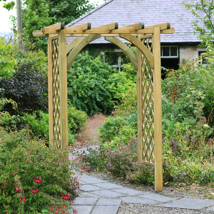 Vigo Flat Top Garden Arch with Trellis