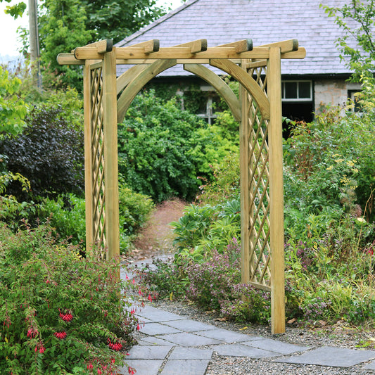 Vigo Flat Top Garden Arch with Trellis