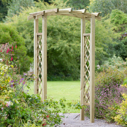 Guadalajara Curved Top Garden Arch with Trellis
