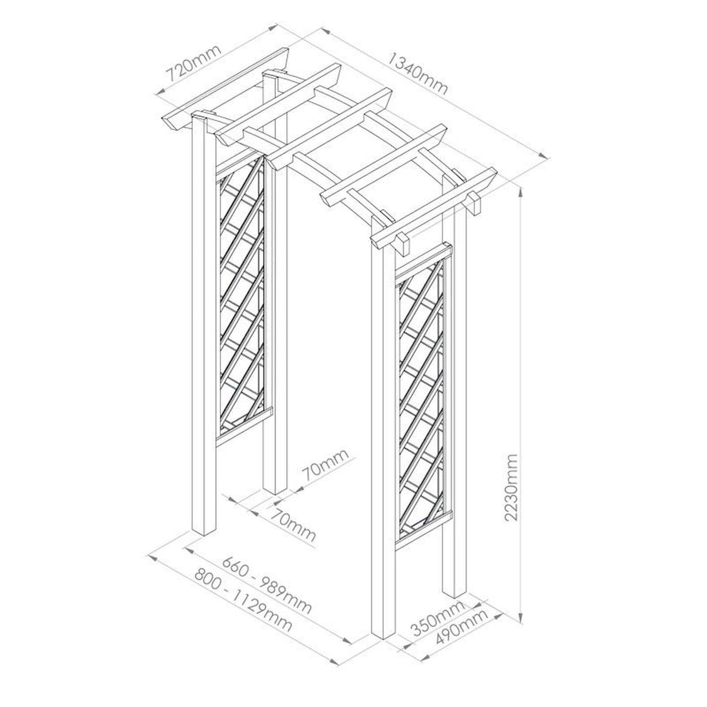 Guadalajara Curved Top Garden Arch with Trellis