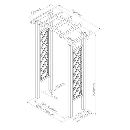 Guadalajara Curved Top Garden Arch with Trellis