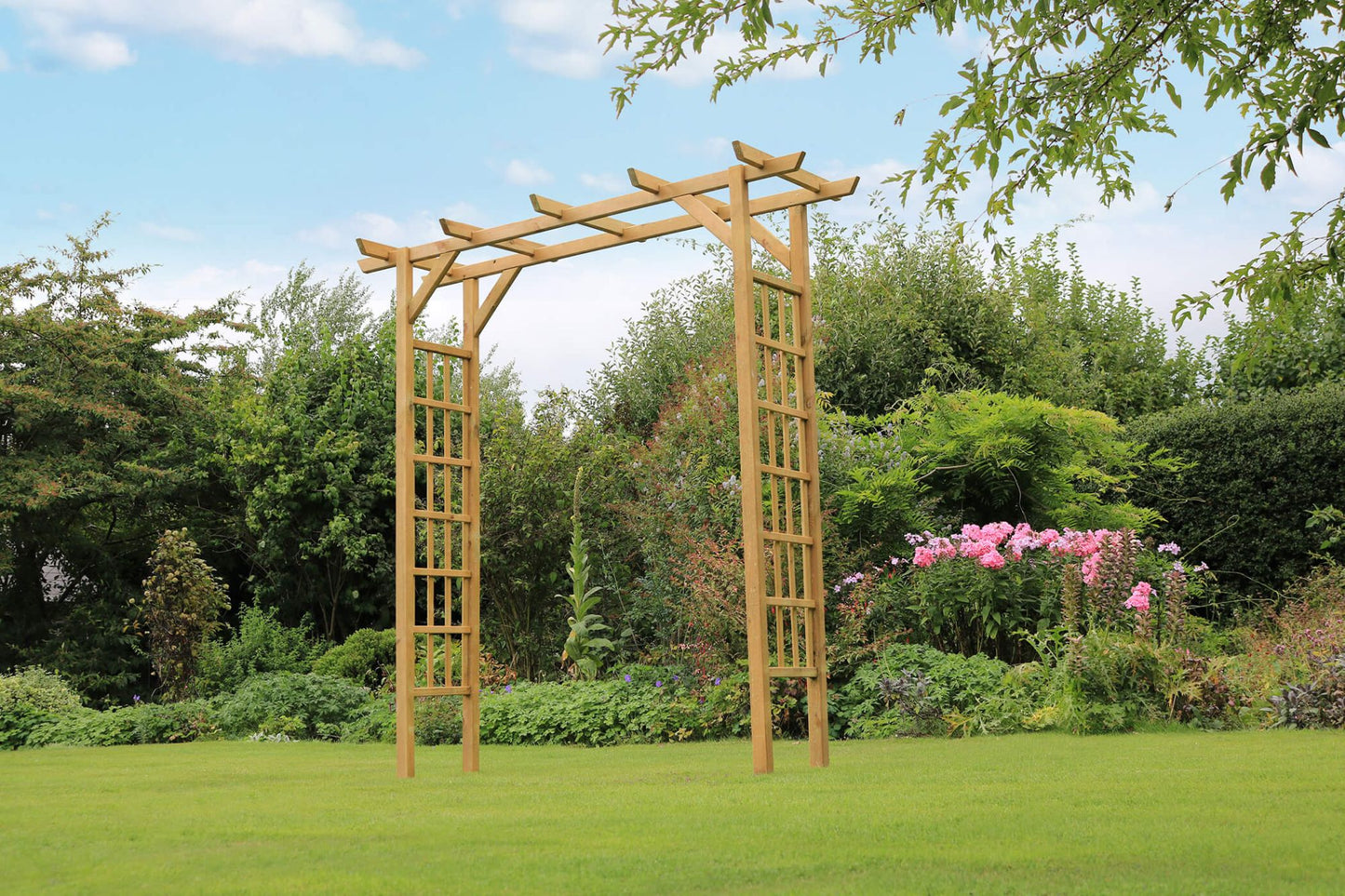 Arteixo Flat Top Garden Arch with Trellis