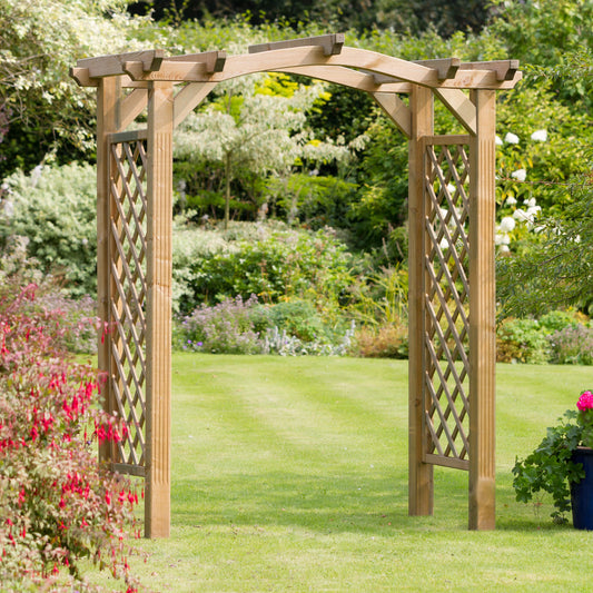 Pontevedra Wave Top Garden Arch with Trellis
