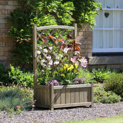 Flower Wooden Planter with Climbing Trellis