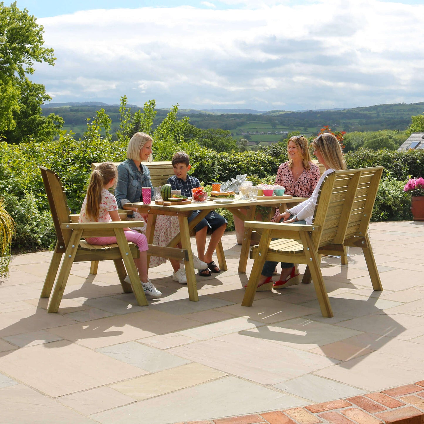 Malaga 6 Seat Garden Wooden Dining Set