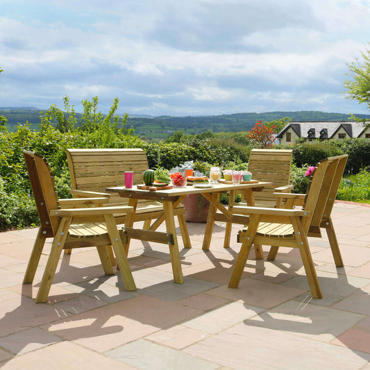 Malaga 6 Seat Garden Wooden Dining Set