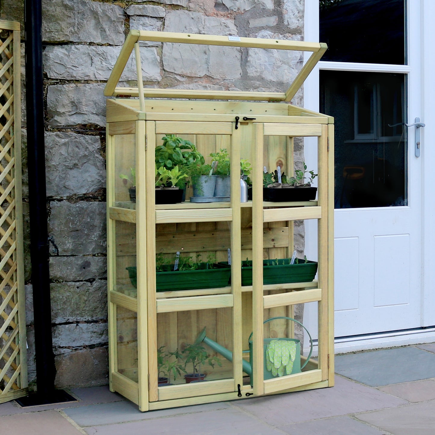 Wooden Compact Lean to Wall Garden Greenhouse