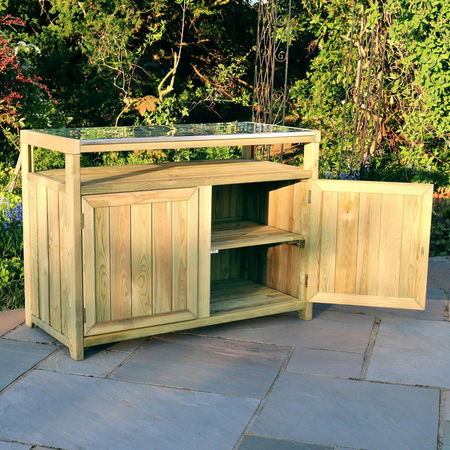 Granada Outdoor Wooden Kitchen Set with Stainless Steel tops and Storage