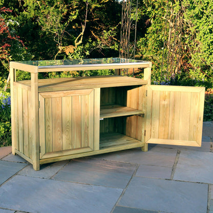 Granada Outdoor Wooden Kitchen Set with Stainless Steel tops and Storage