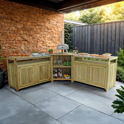 Granada Outdoor Wooden Kitchen Set with Stainless Steel tops and Storage