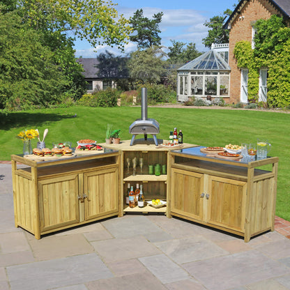 Granada Outdoor Wooden Kitchen Set with Stainless Steel tops and Storage