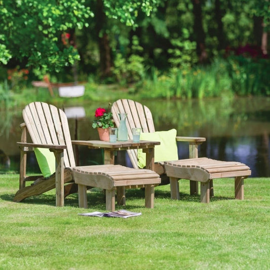 Murcia Adirondack Style Double Companion Seat with Footstools