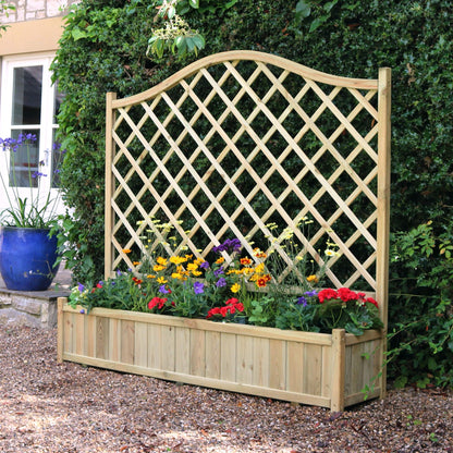 Large Flower Wooden Planter with Climbing Trellis (1.8m)