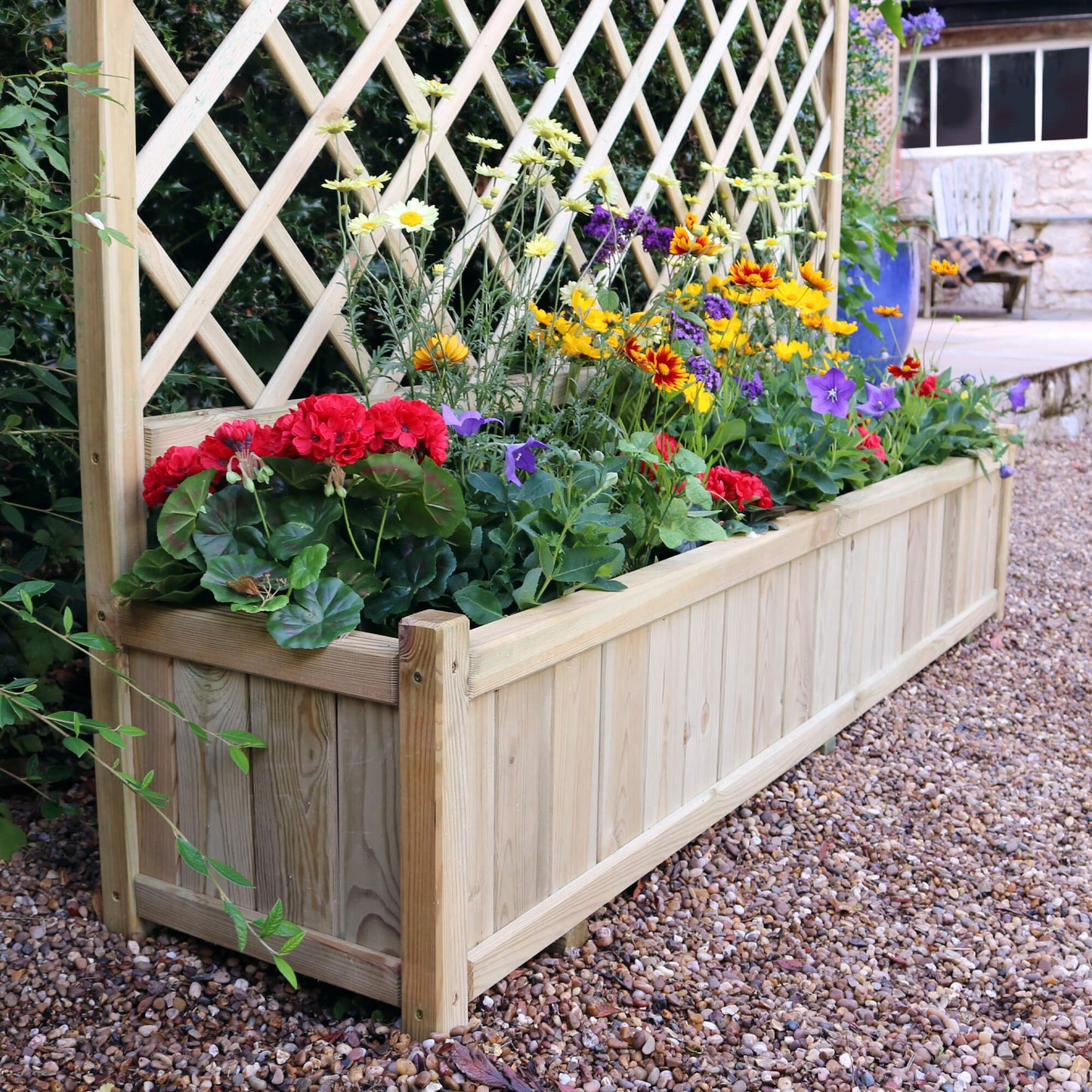 Large Flower Wooden Planter with Climbing Trellis (1.8m)