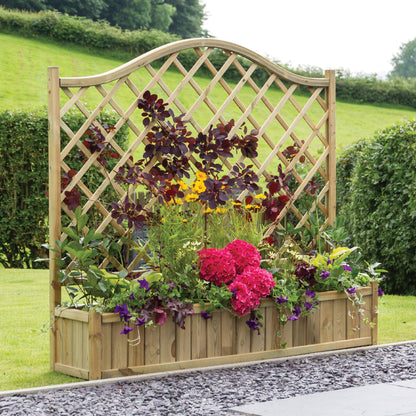 Large Flower Wooden Planter with Climbing Trellis (1.8m)