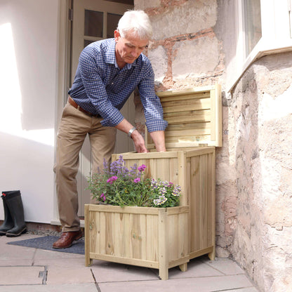 Parcel Safe Wooden Store Box with Flower Planter
