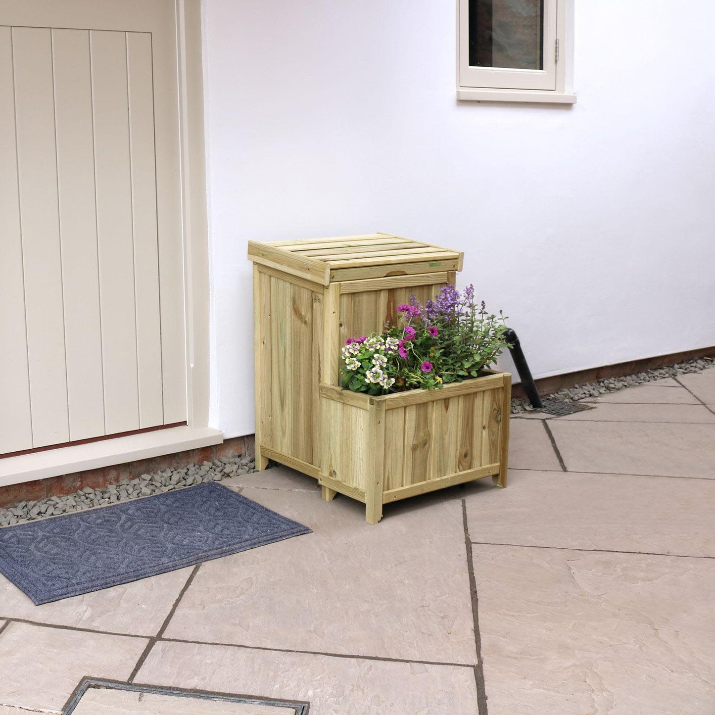 Parcel Safe Wooden Store Box with Flower Planter