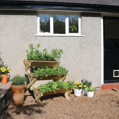 Stepped Wooden Planter Stand for Herbs Flowers Plants and Vegetables
